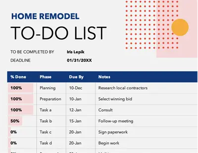 To-do list for projects pink modern bold