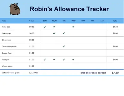 Allowance tracker modern simple