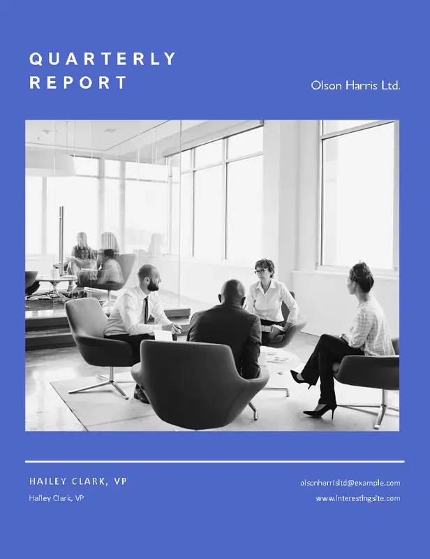 Business report (graphic design) blue modern-color-block