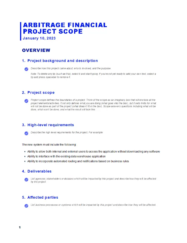 Business project scope report blue modern simple