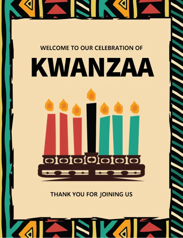 Kwanzaa party printables red whimsical color block