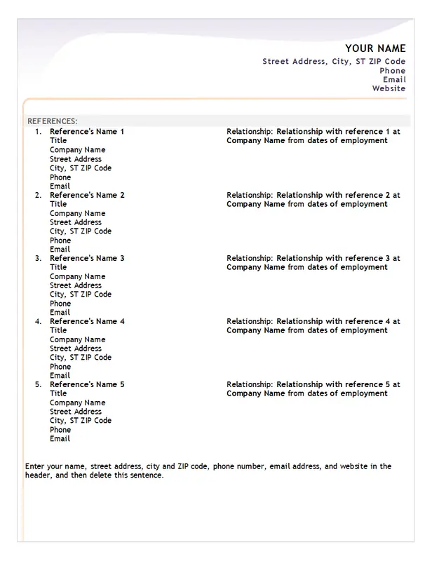 Professional reference list modern-simple