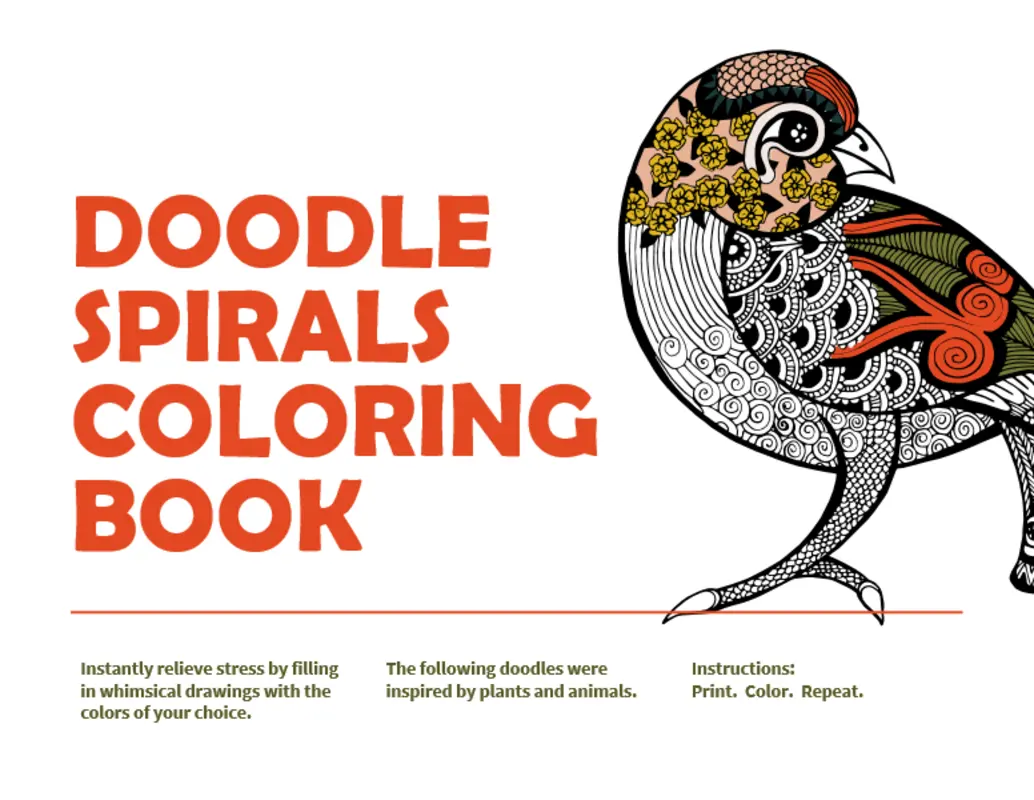 Doodle spirals coloring book organic boho