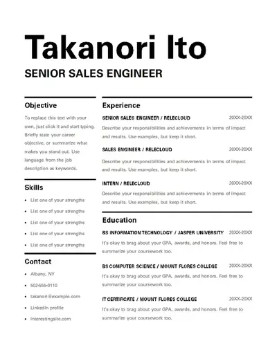 Modern bold sales resume modern simple
