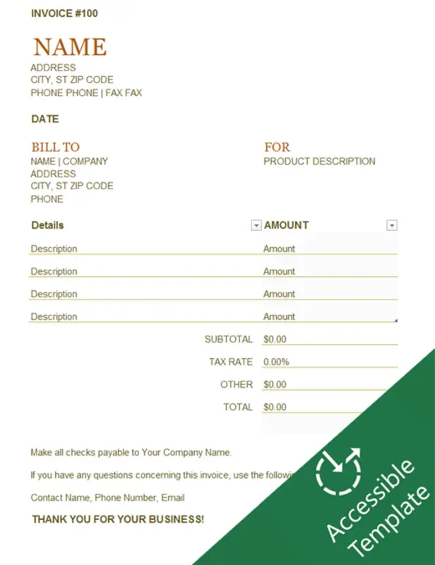 Invoice accessibility guide green modern simple