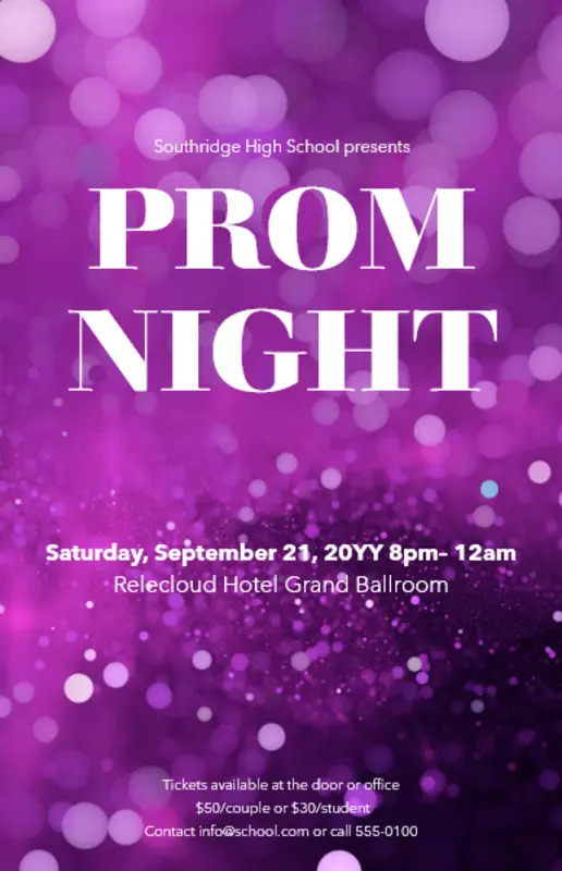 Prom poster purple modern-simple