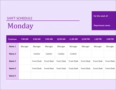 excel work schedule template weekly