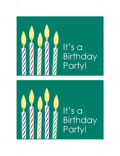 Birthday invitation postcards (2 per page) green modern-simple