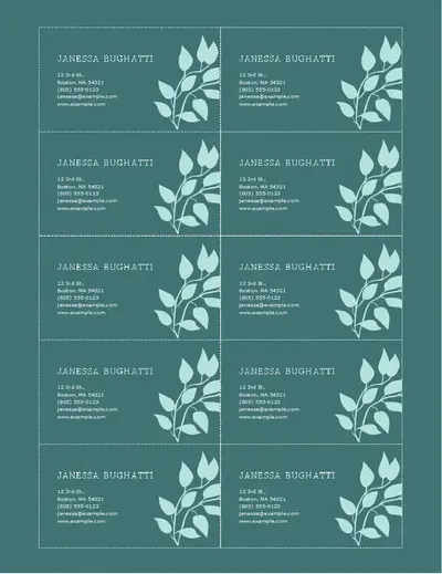Natural business cards green organic simple