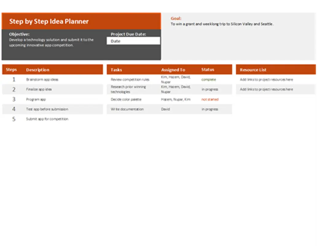 Idea planner orange modern simple