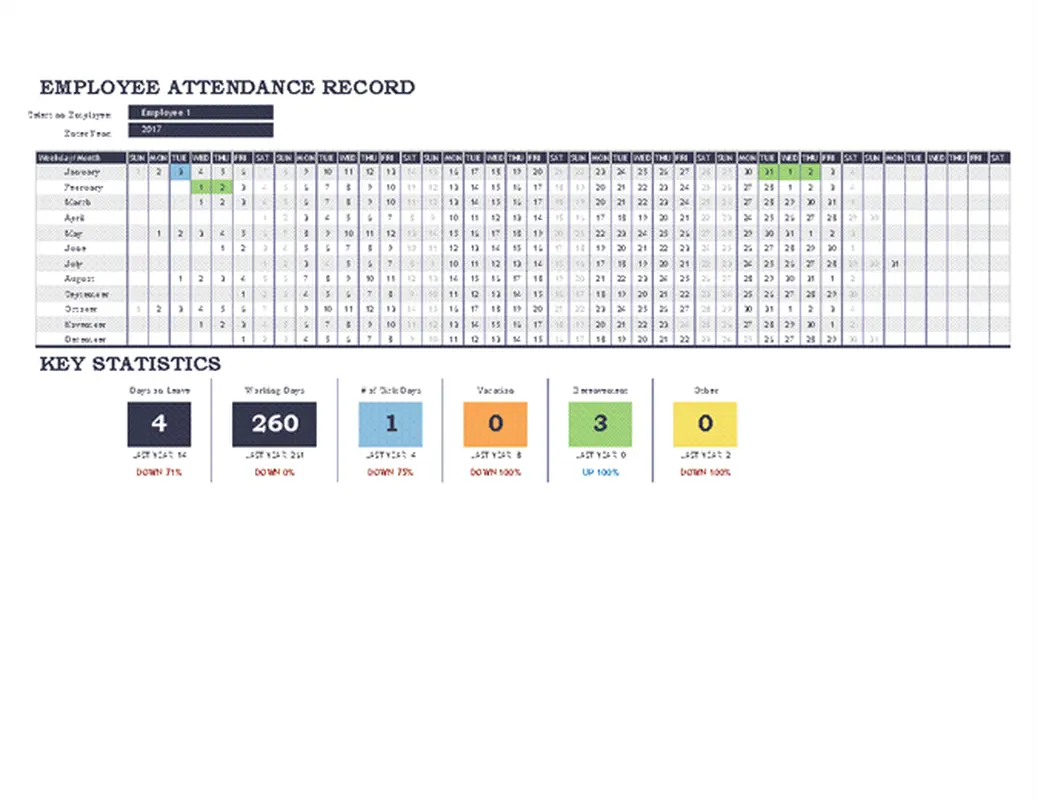 Employee attendance record modern simple