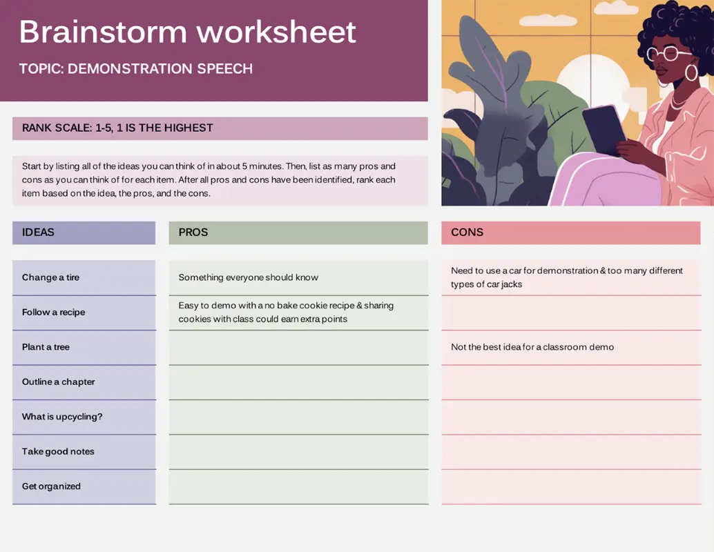 Brainstorming worksheet black modern-simple