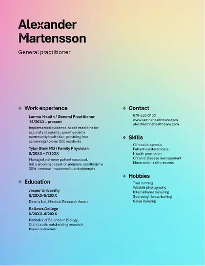ATS healthcare resume null modern-simple