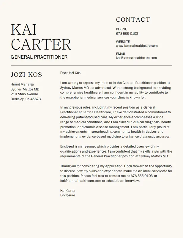 Modern classic professional cover letter modern simple