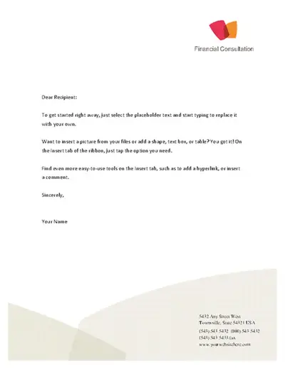 Financial business letterhead