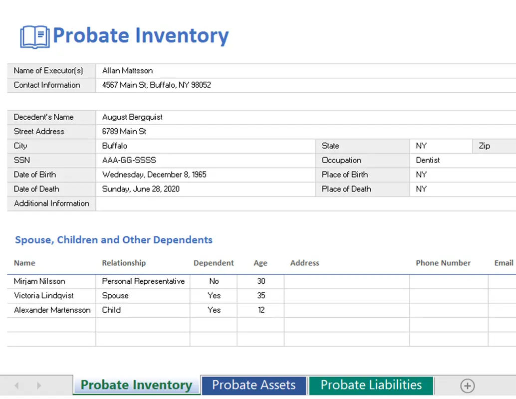 Probate inventory modern simple