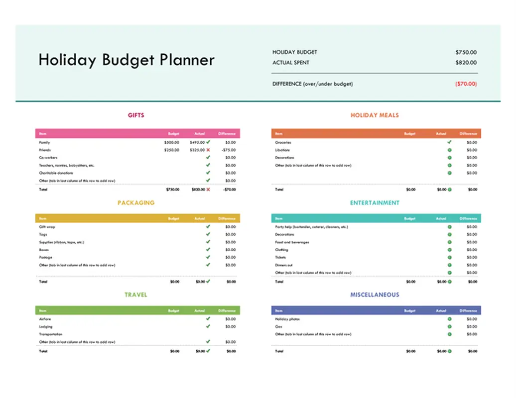 Holiday budget planner modern-simple