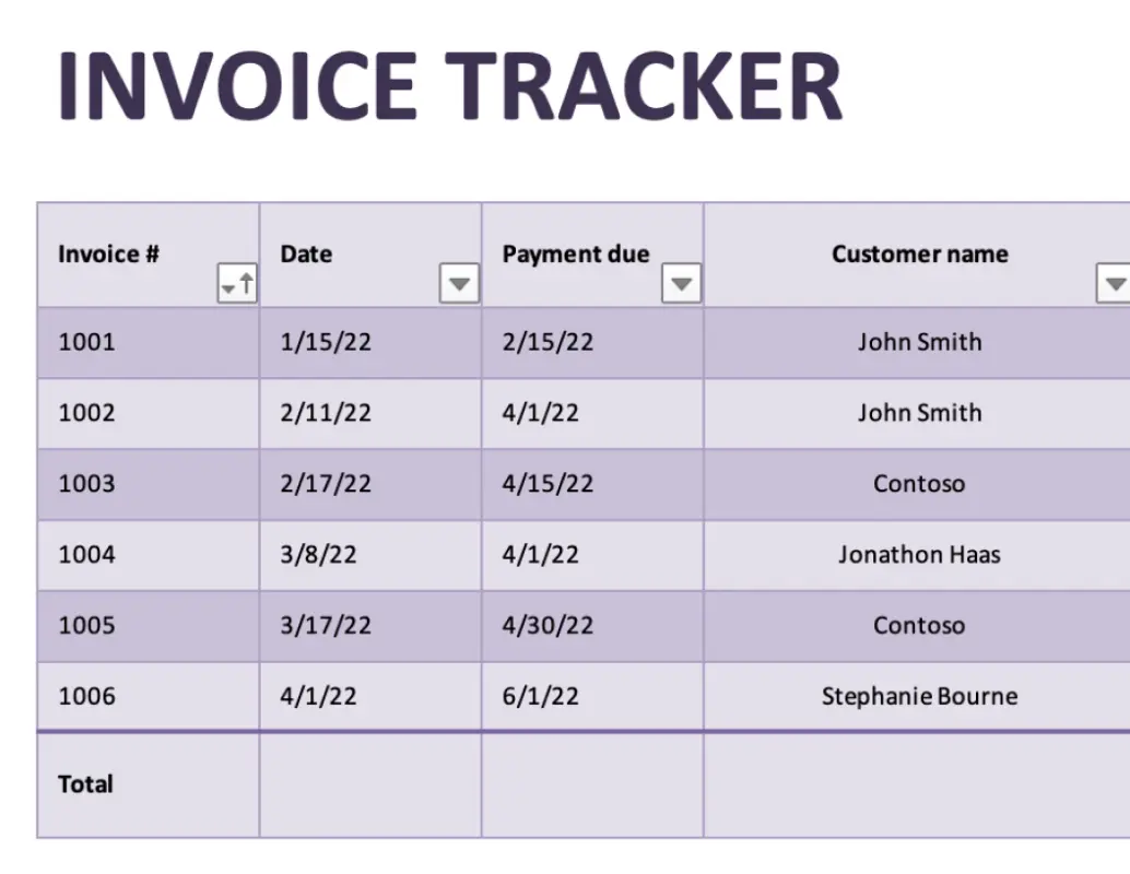 Invoices tracker purple modern simple