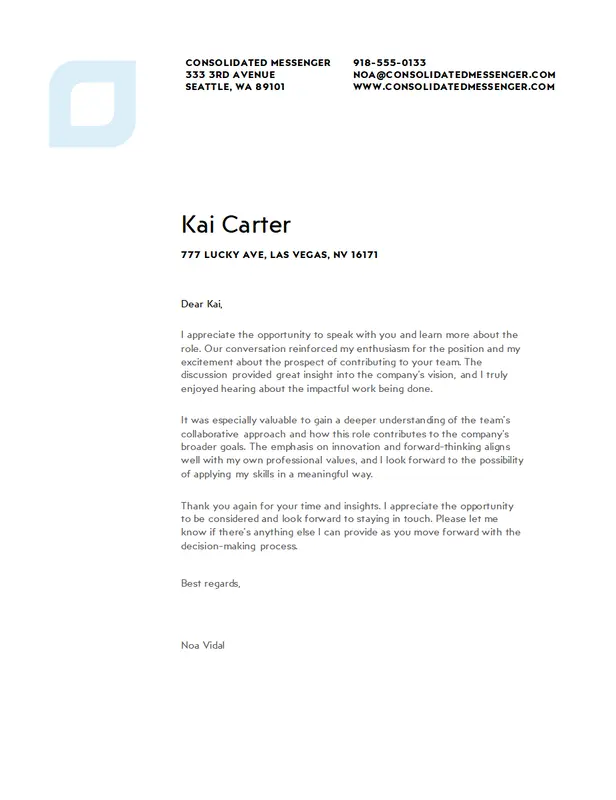 General professional thank you letter modern