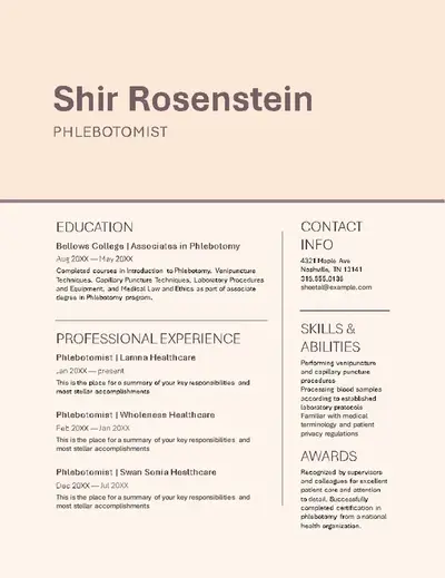 Extended ATS healthcare resume null modern-simple
