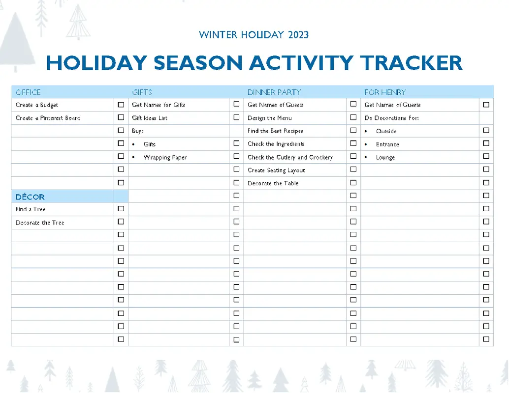 Holiday checklist blue modern simple
