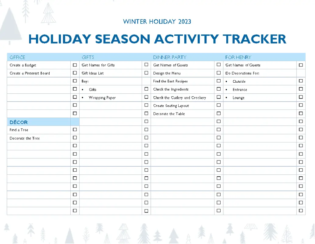 Holiday checklist blue modern simple