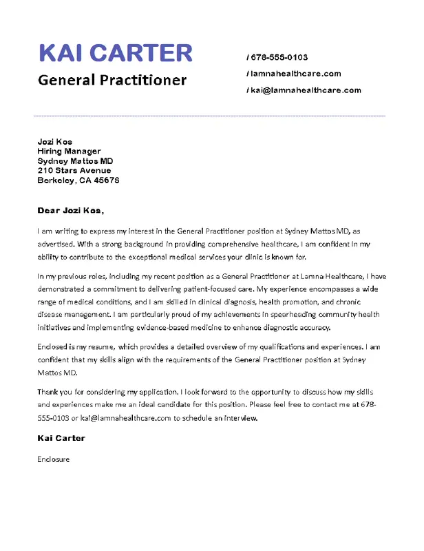 Bold profile professional cover letter blue modern simple