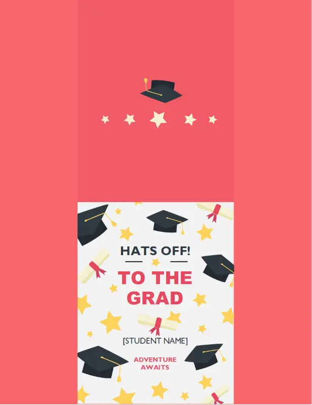 Hats off graduation card pink modern-simple