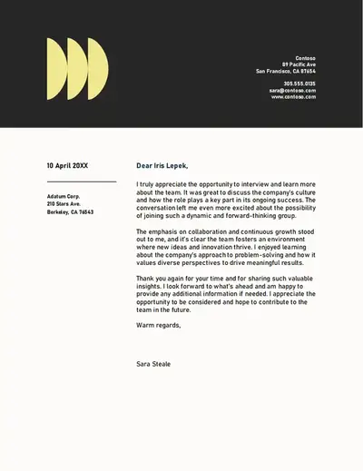 Interview follow-up letter black modern bold
