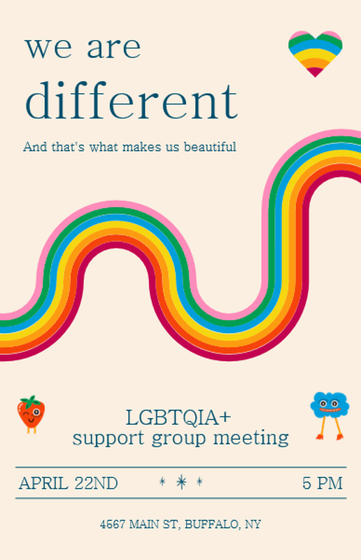 LGBTQIA+ support group poster pink modern simple
