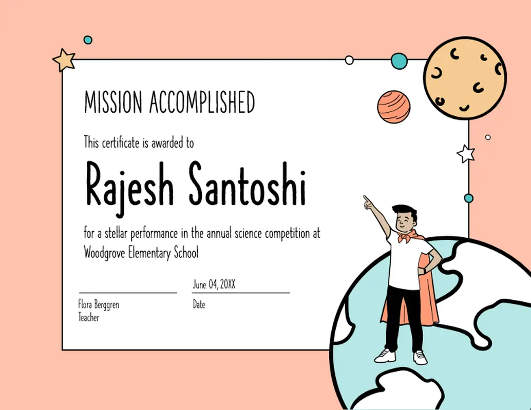 Certificate of achievement (presentation) blue whimsical-color-block