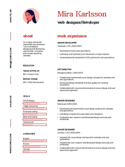 Creative web design resume modern simple