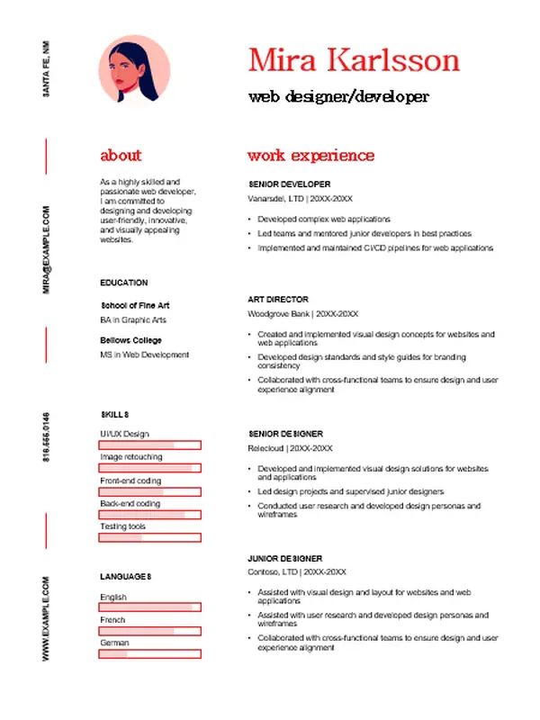 Creative web design resume modern simple
