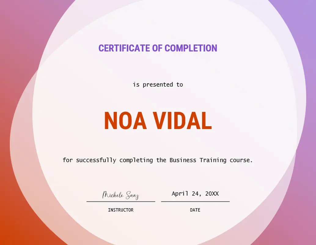 Certificate of course completion modern simple