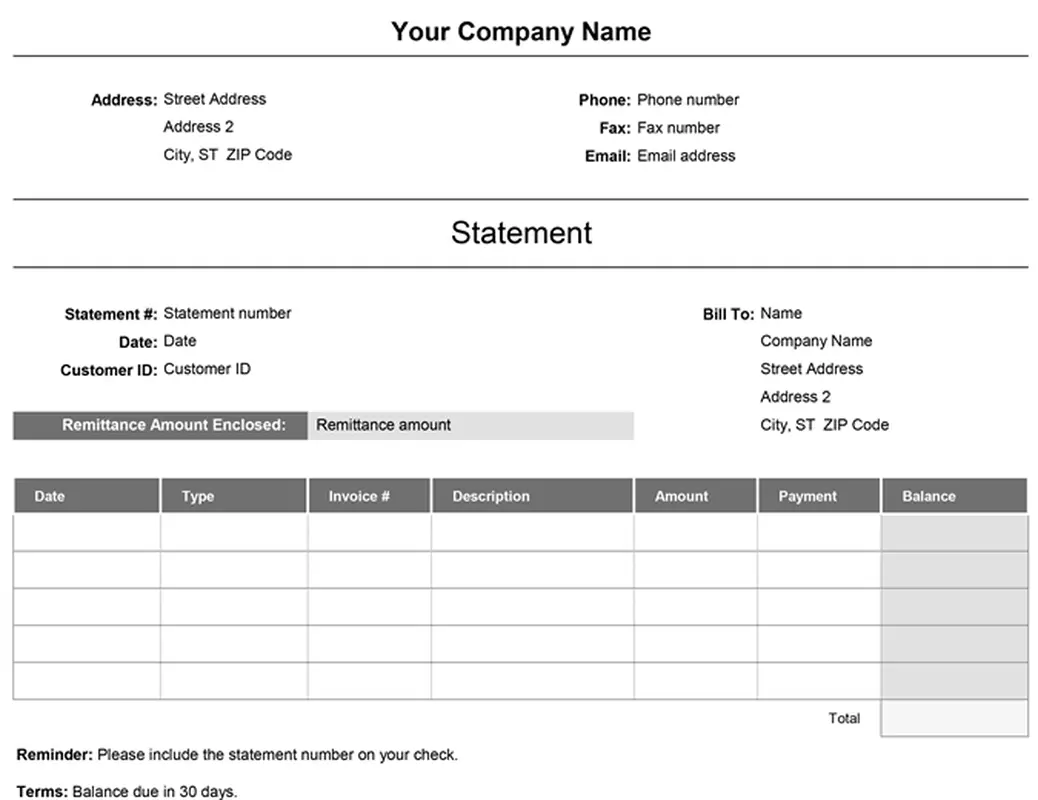 Billing statement (Simple) modern simple
