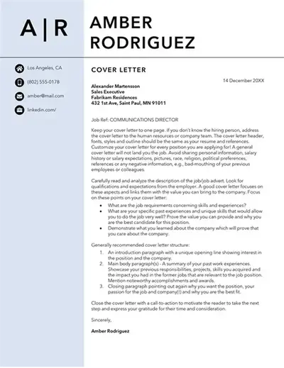 Modern simple comms director cover letter