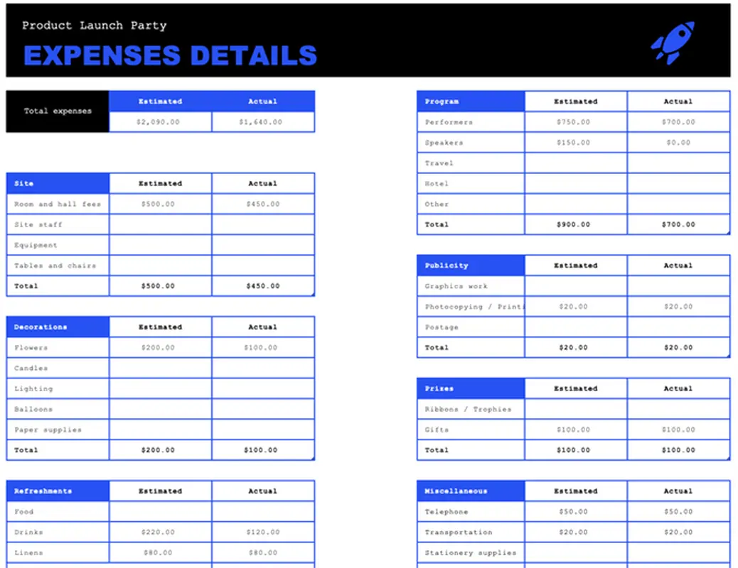 Event budget simple modern simple