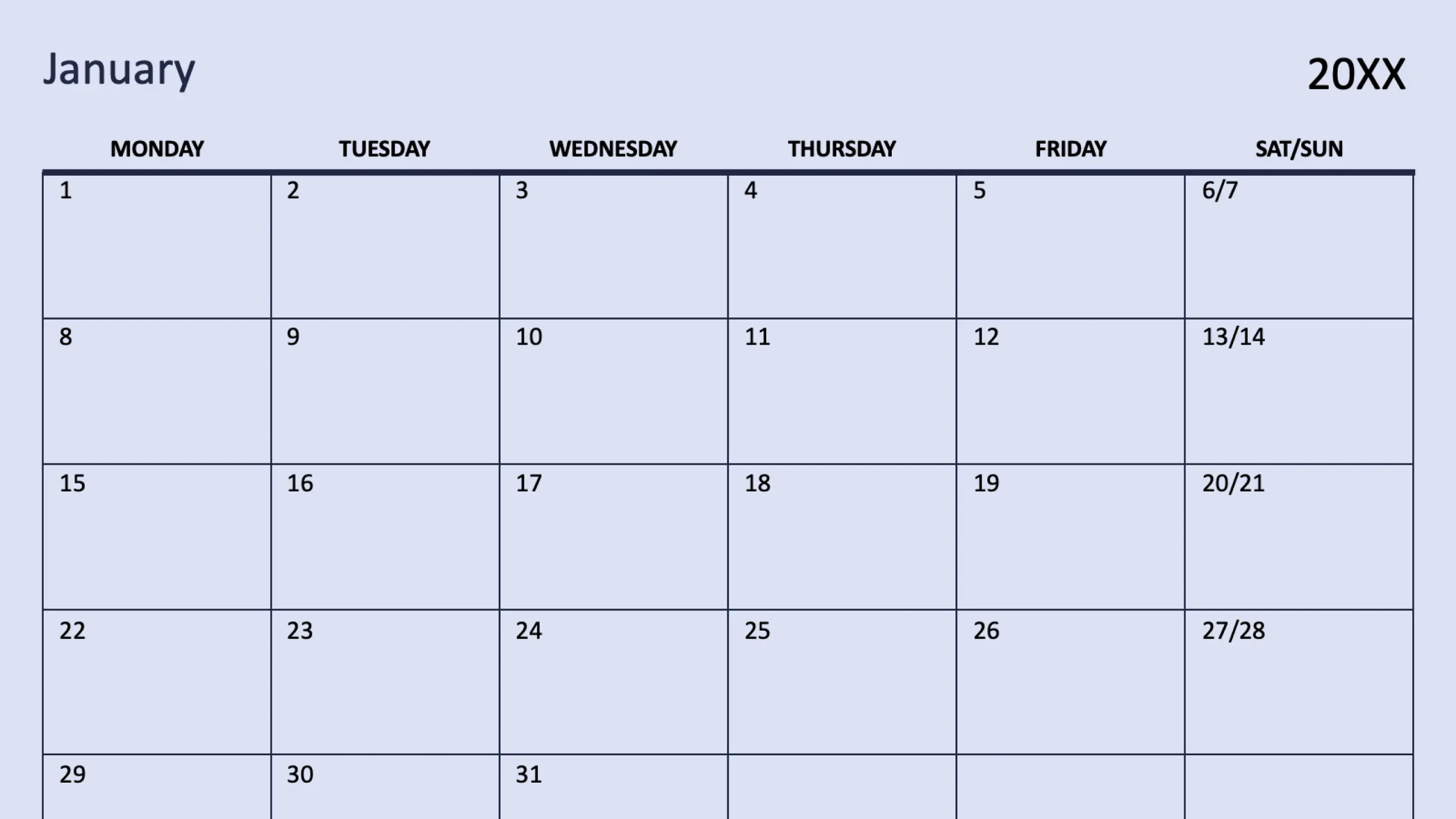 Blank calendar templates | Microsoft Create