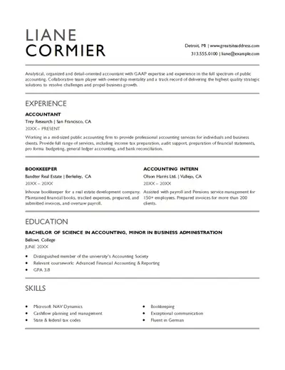 Modern accounting resume modern simple