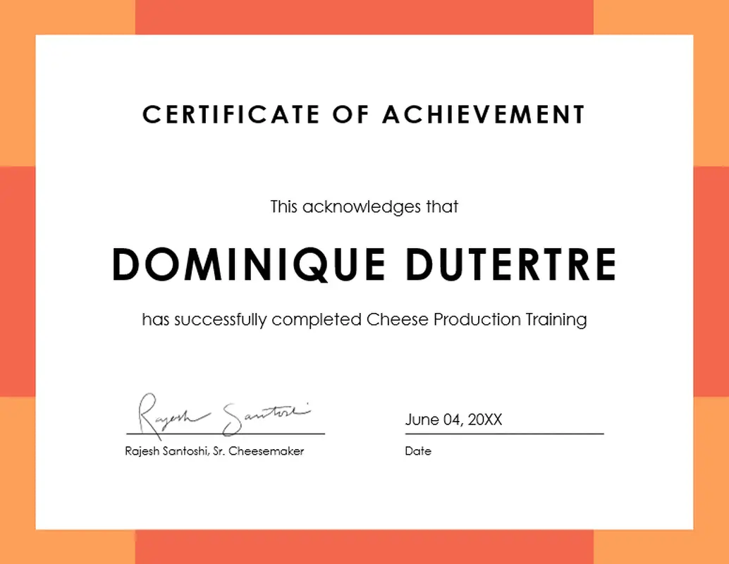Color band certificate of achievement orange modern-color-block