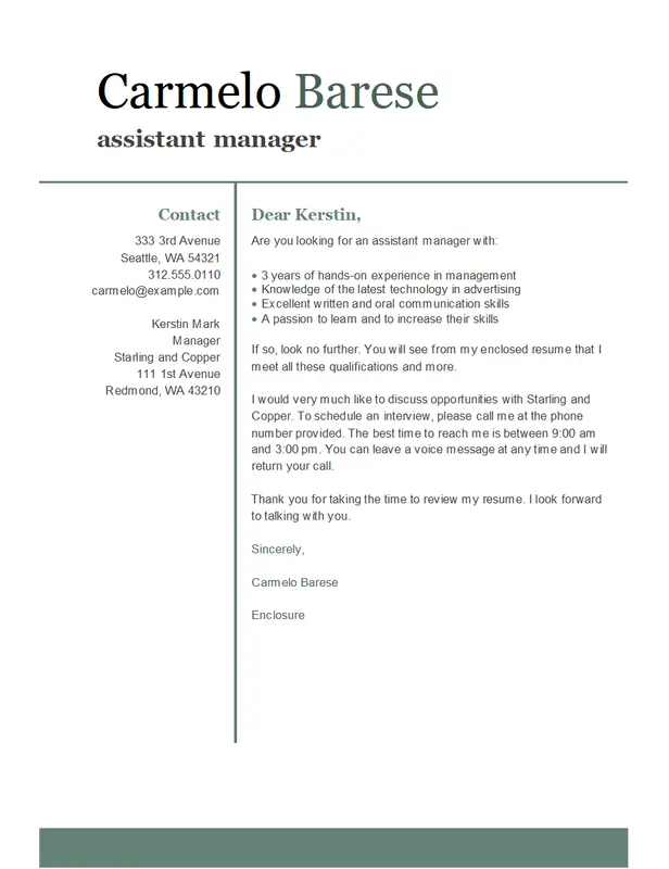 Basic modern cover letter modern simple