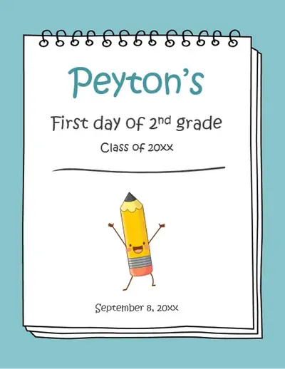 First day of school sign whimsical color block