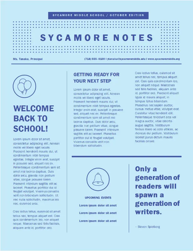 Back to school newsletter blue modern-geometric