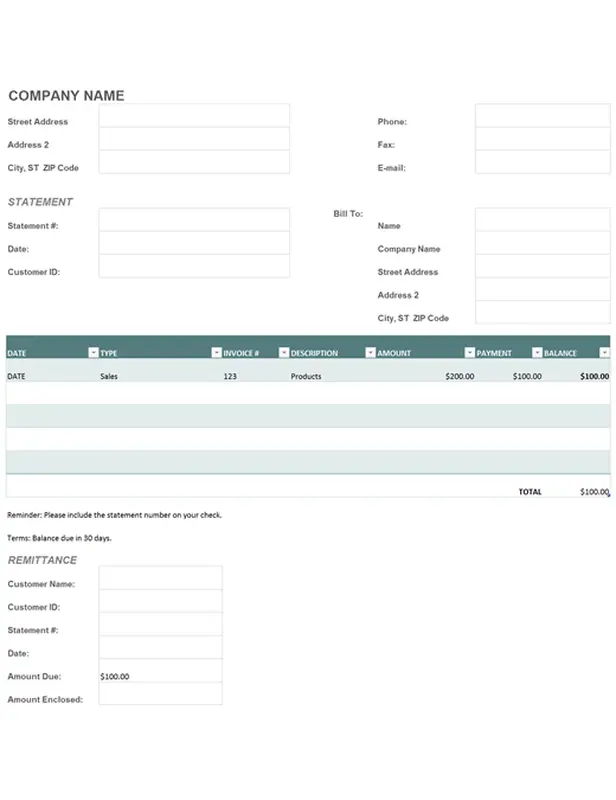 Billing statement gray modern simple