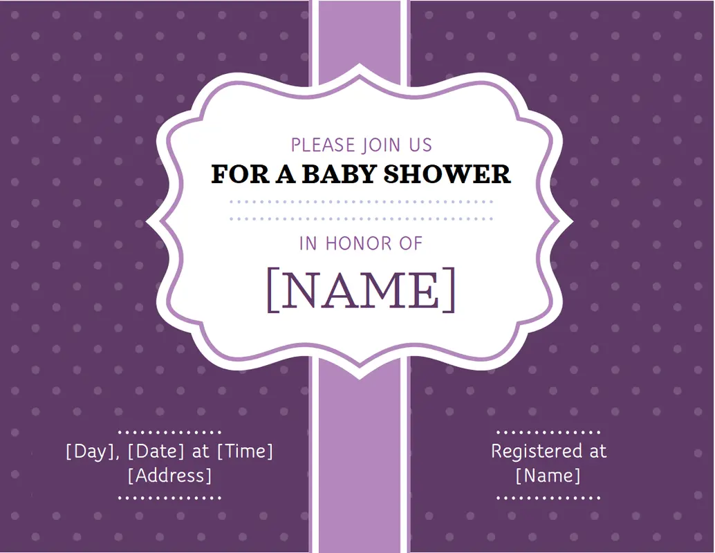 Baby shower invitation purple vintage retro