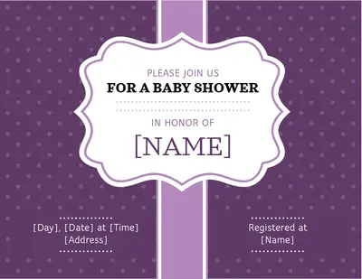 Baby shower invitation purple vintage retro