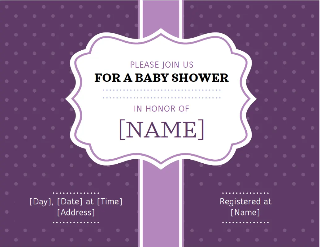 Baby shower invitation purple vintage retro