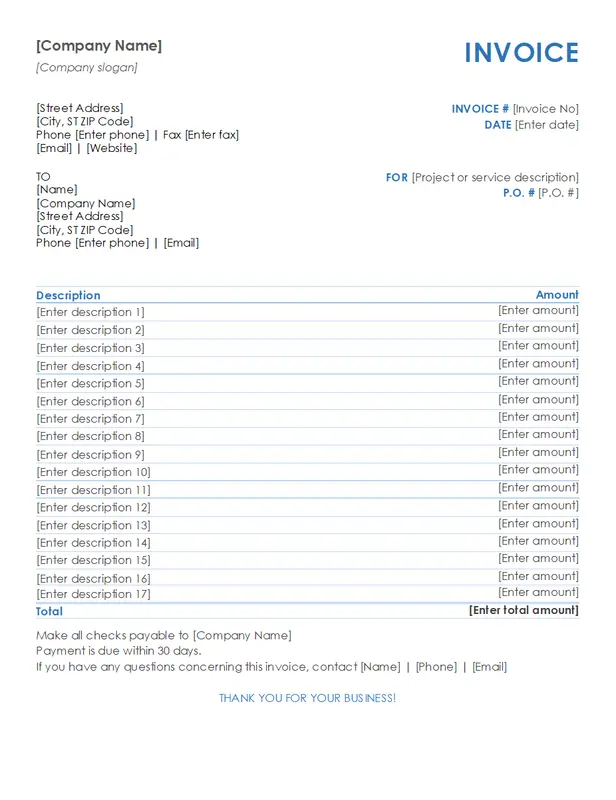 Service invoice blue modern-simple