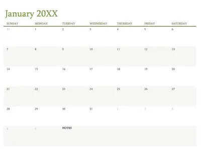 Any year calendar (1 month per tab) modern-simple