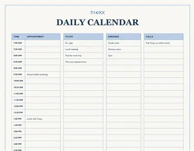 Blank daily calendar white modern simple